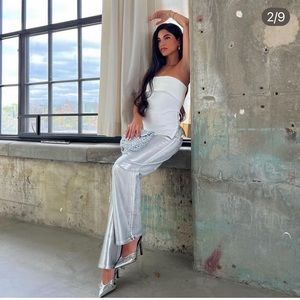Zara White Strapless Satin Top